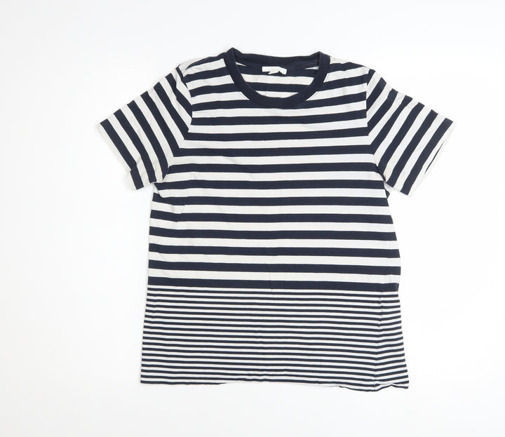 COS Women's Navy Striped Cotton Short Sleeve T-Shirt Size S