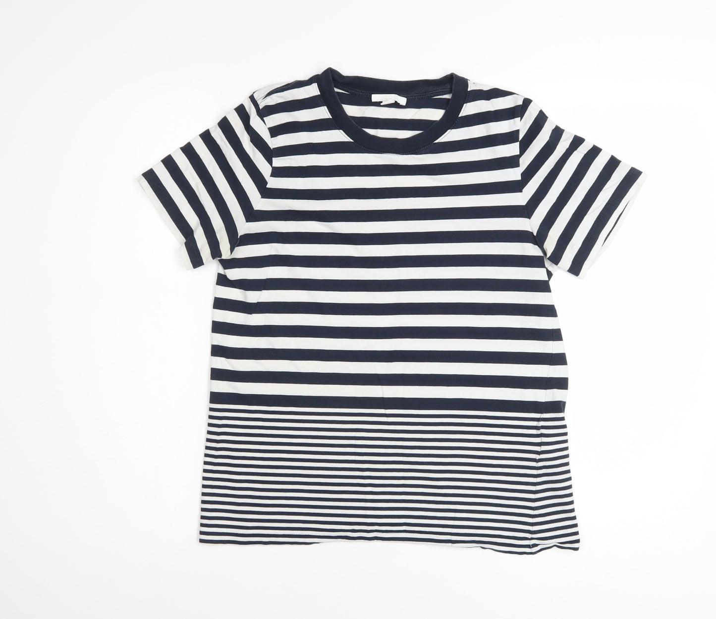 COS Women's Navy Striped Cotton Short Sleeve T-Shirt Size S