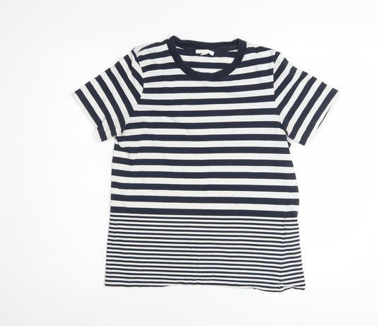 COS Women's Navy Striped Cotton Short Sleeve T-Shirt Size S