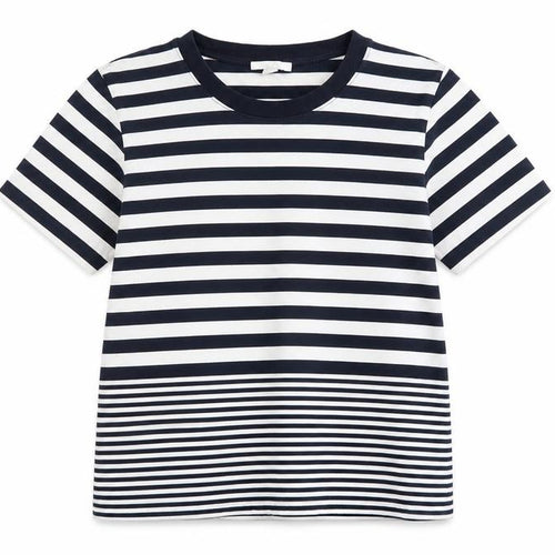 COS Women's Navy Striped Cotton Short Sleeve T-Shirt Size S