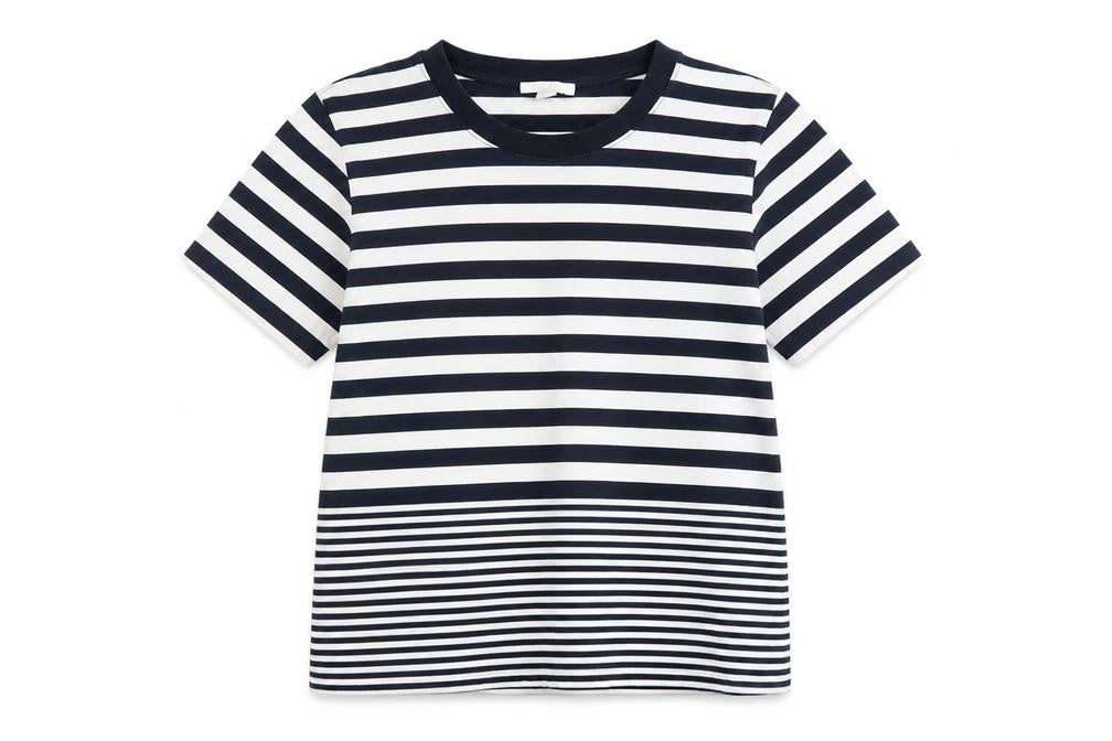 COS Women's Navy Striped Cotton Short Sleeve T-Shirt Size S