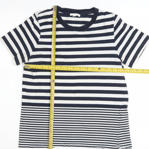 COS Women's Navy Striped Cotton Short Sleeve T-Shirt Size S