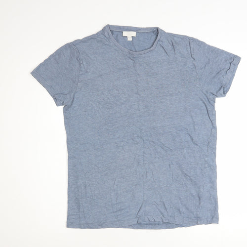 COS Women's Blue Linen Basic Short Sleeve T-Shirt Size S