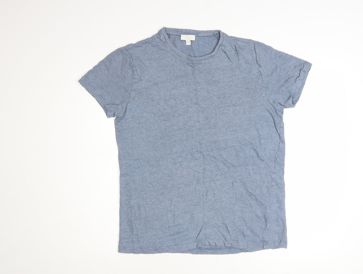 COS Women's Blue Linen Basic Short Sleeve T-Shirt Size S