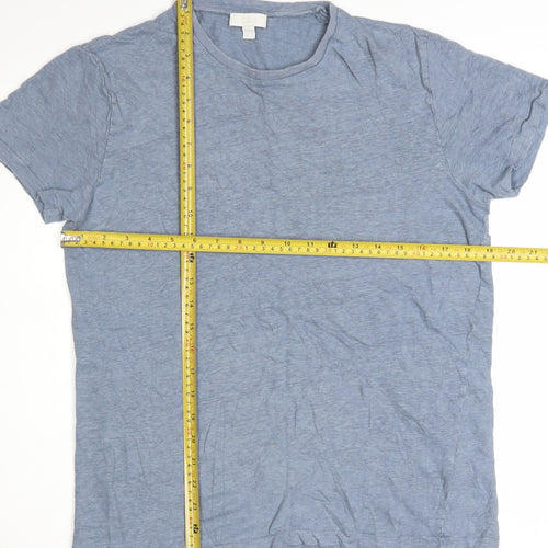COS Women's Blue Linen Basic Short Sleeve T-Shirt Size S