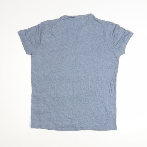 COS Women's Blue Linen Basic Short Sleeve T-Shirt Size S