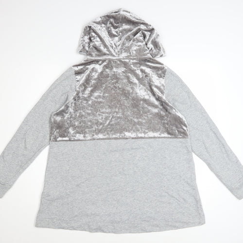 ONLY Womens Grey Velour Panel Hooded Pullover Sweatshirt M