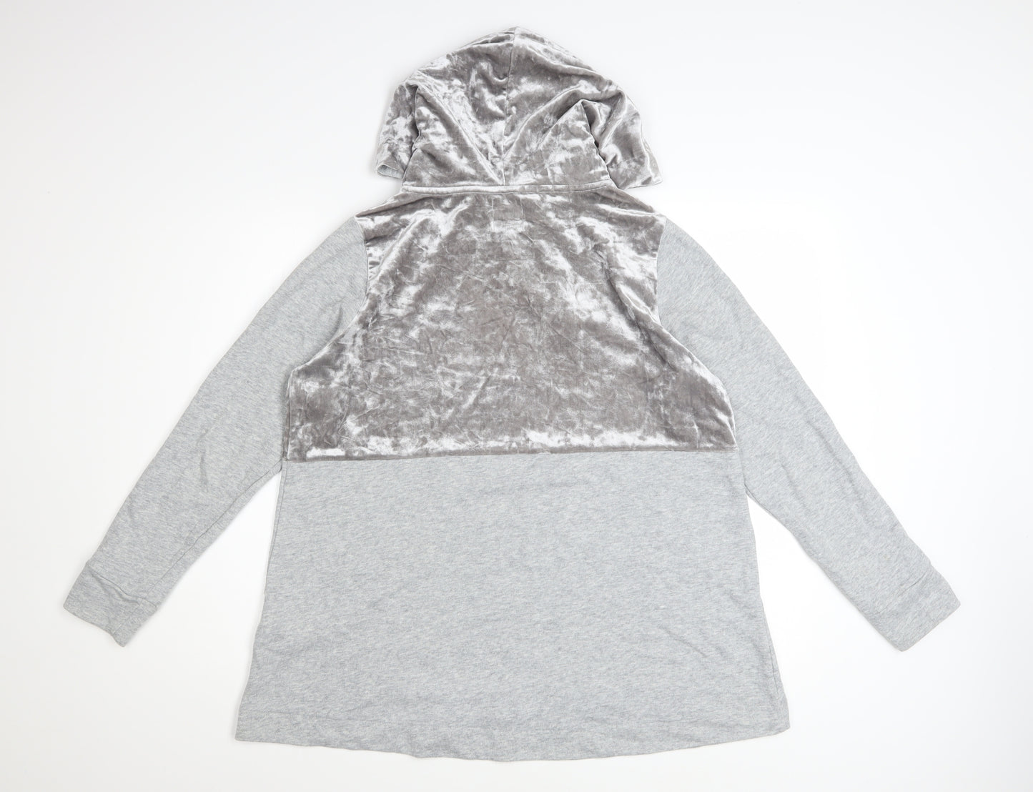 ONLY Womens Grey Velour Panel Hooded Pullover Sweatshirt M
