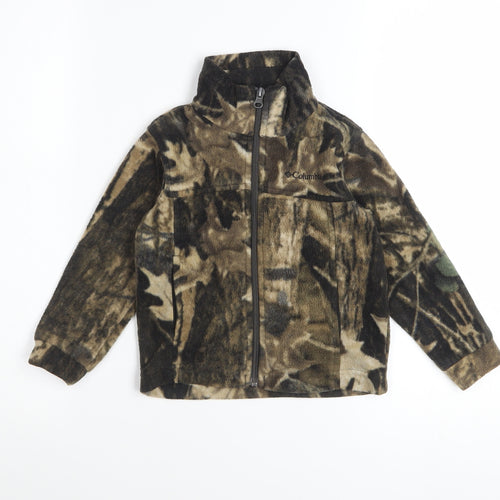 Columbia Boys Brown Camouflage Fleece Full Zip Jacket 4 Years