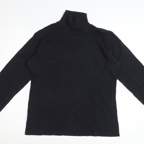Campri Women's Black Roll Neck Long Sleeve Cotton Sports Top Size 16