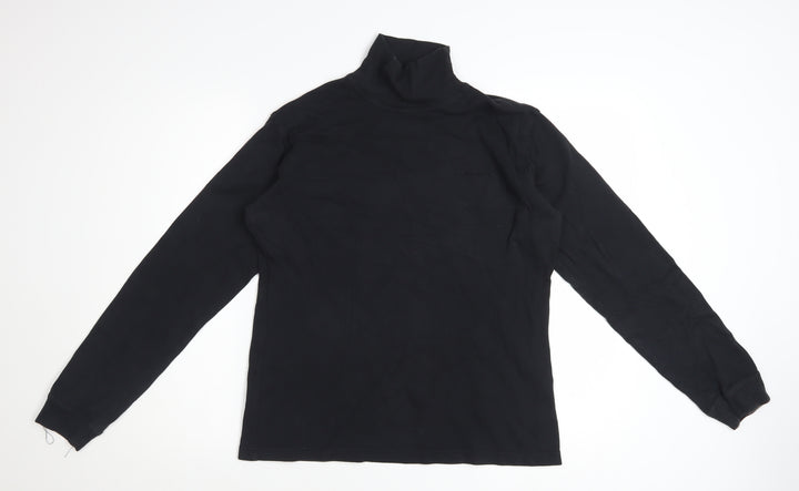 Campri Women's Black Roll Neck Long Sleeve Cotton Sports Top Size 16