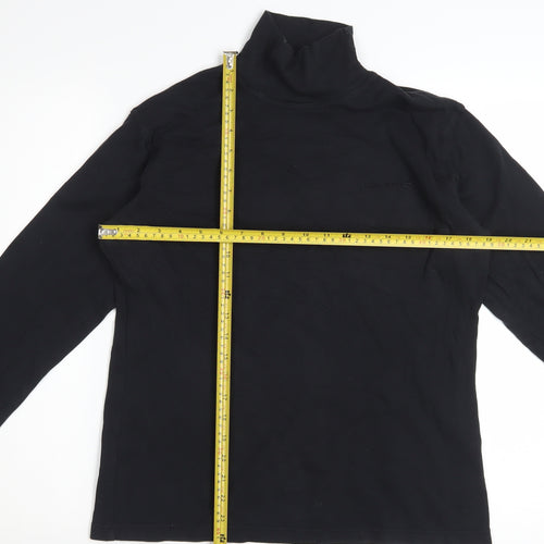 Campri Women's Black Roll Neck Long Sleeve Cotton Sports Top Size 16