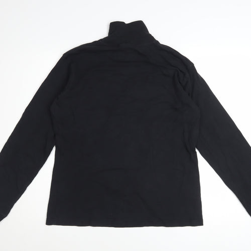 Campri Women's Black Roll Neck Long Sleeve Cotton Sports Top Size 16
