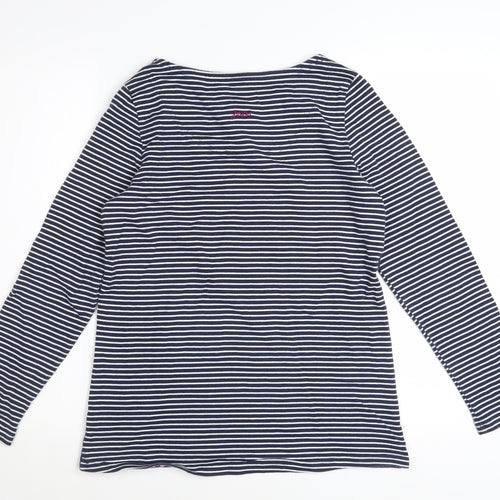 Joules Womens Blue Floral Stripe Long Sleeve Cotton Top Size 12