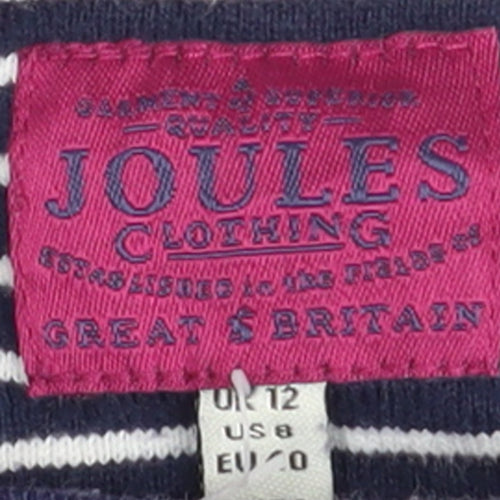 Joules Womens Blue Floral Stripe Long Sleeve Cotton Top Size 12