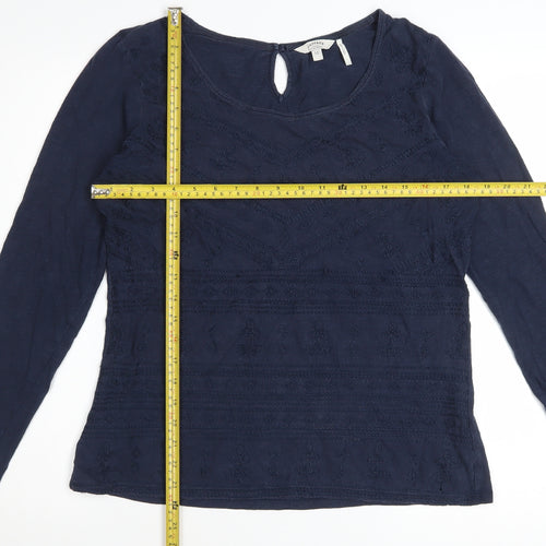 FatFace Women's Blue Long Sleeve Embroidered Tunic Blouse Size 12