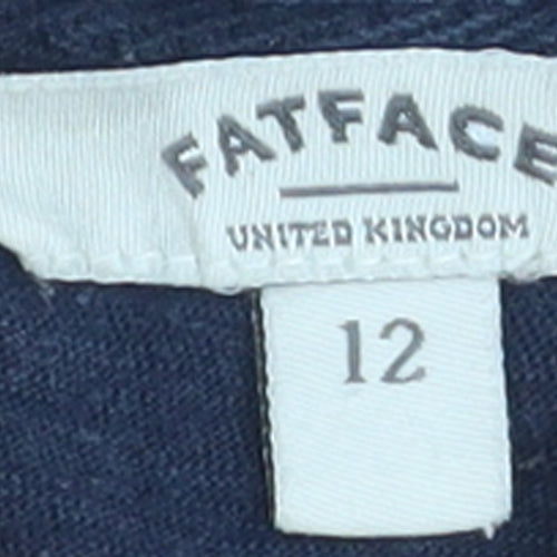 FatFace Women's Blue Long Sleeve Embroidered Tunic Blouse Size 12