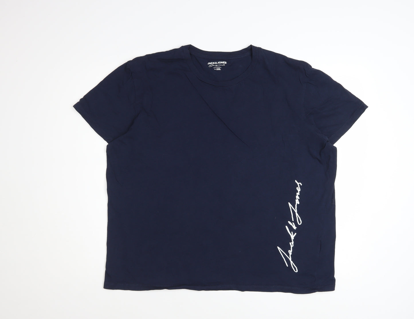 Jack & Jones Men's Blue XXL Cotton Crew Neck Graphic T-Shirt