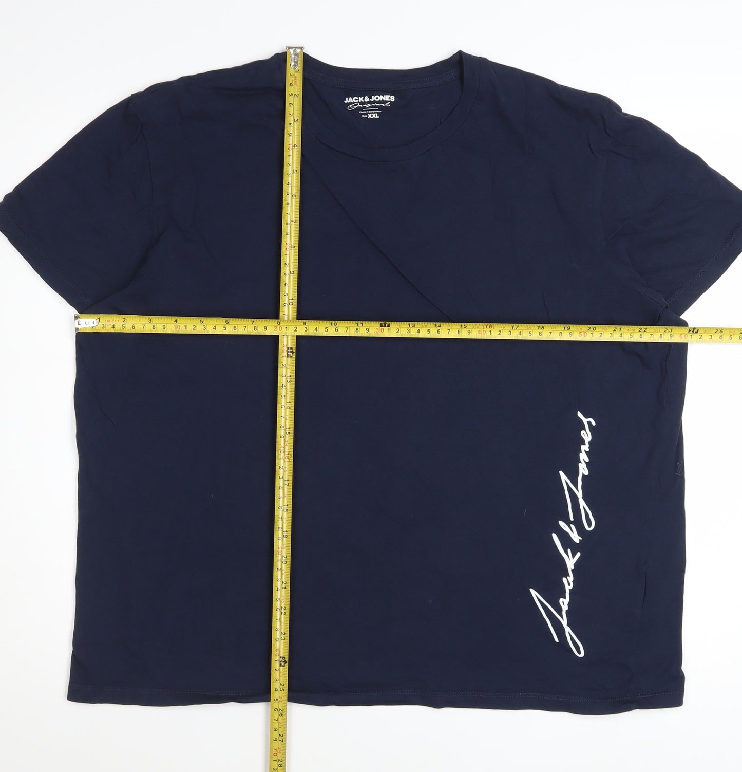 Jack & Jones Men's Blue XXL Cotton Crew Neck Graphic T-Shirt