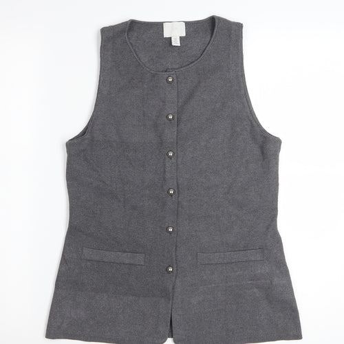 H&M Women's Grey Sleeveless Knit Button Blouse Size S