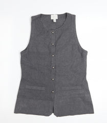 H&M Women's Grey Sleeveless Knit Button Blouse Size S