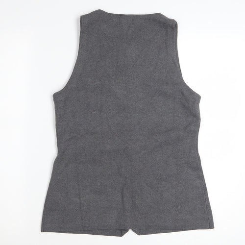 H&M Women's Grey Sleeveless Knit Button Blouse Size S