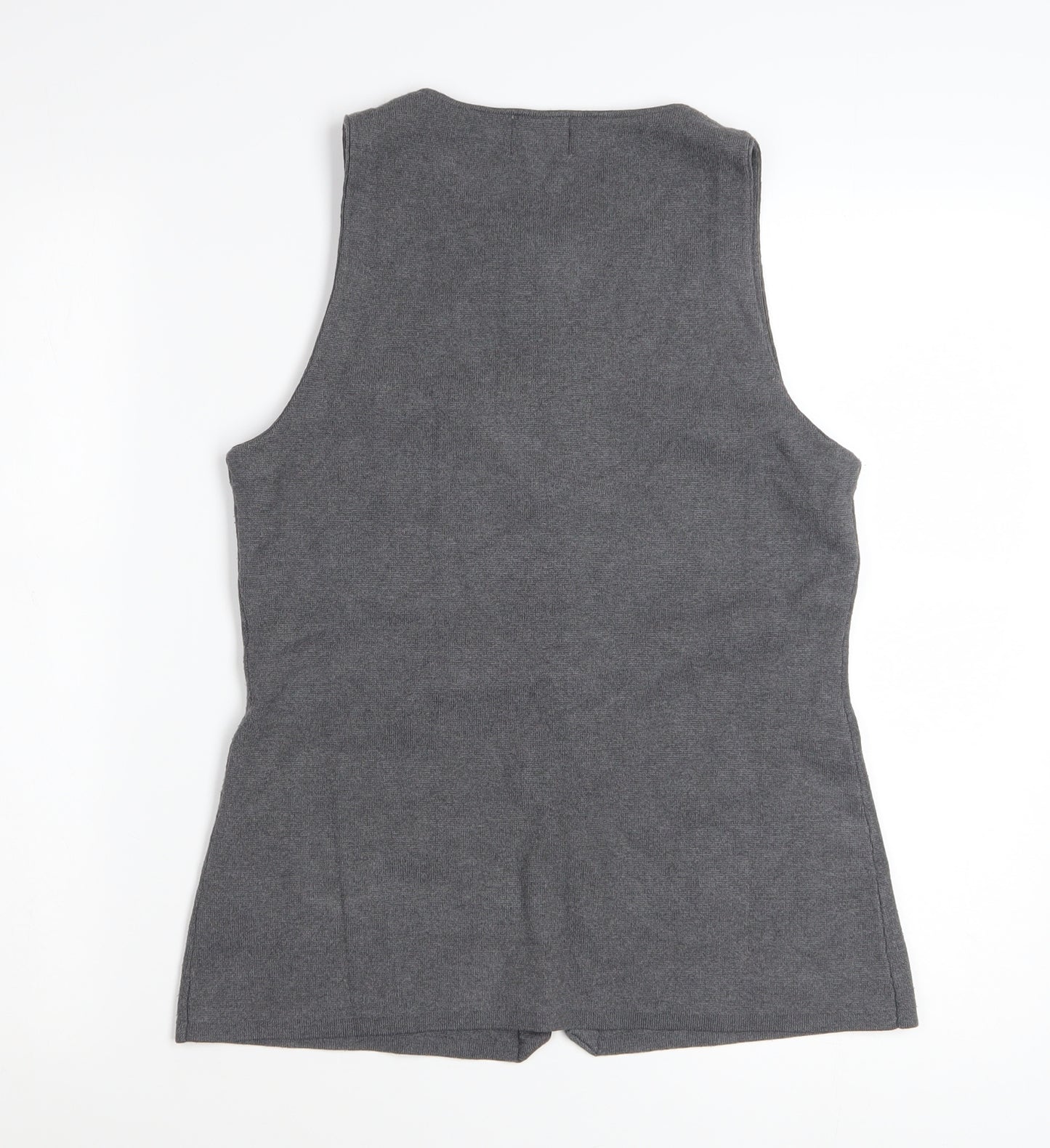 H&M Women's Grey Sleeveless Knit Button Blouse Size S