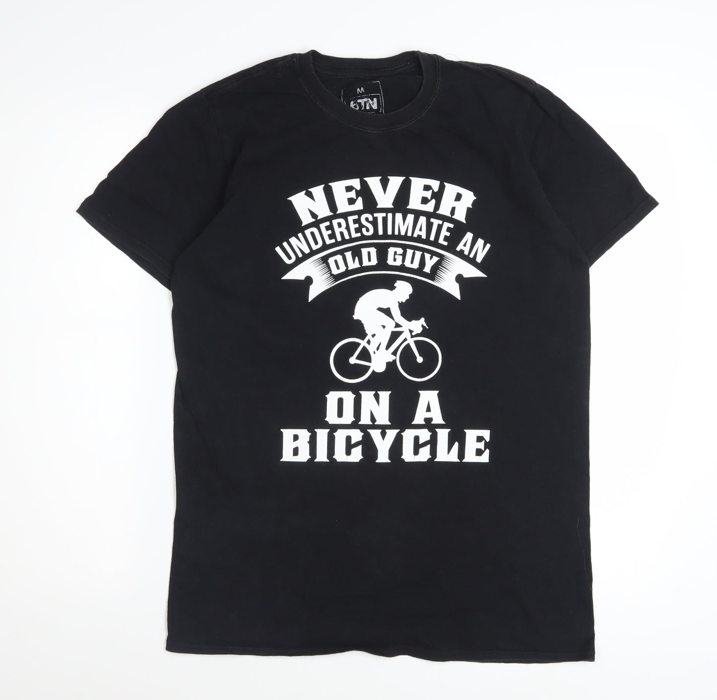 6TN Men's Black Funny Bicycle Graphic Cotton T-Shirt Size M