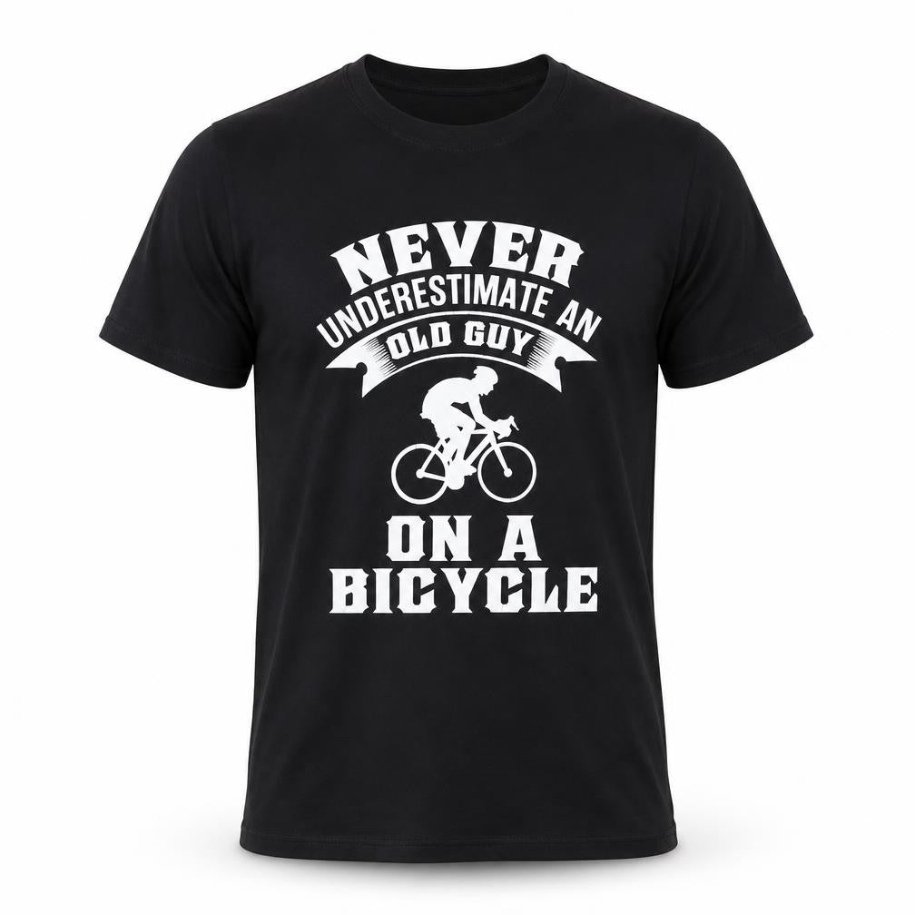 6TN Men's Black Funny Bicycle Graphic Cotton T-Shirt Size M