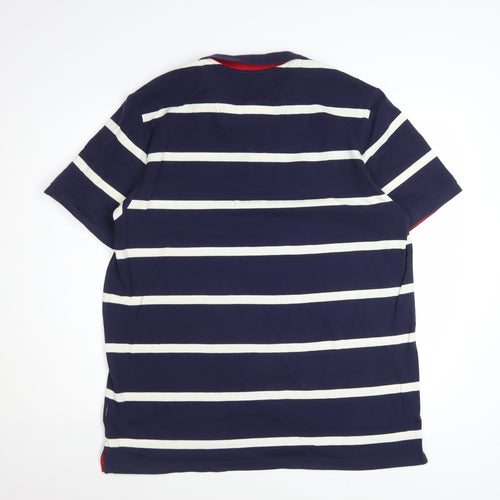 Joules Men's Blue White Striped Cotton Polo Shirt Size L