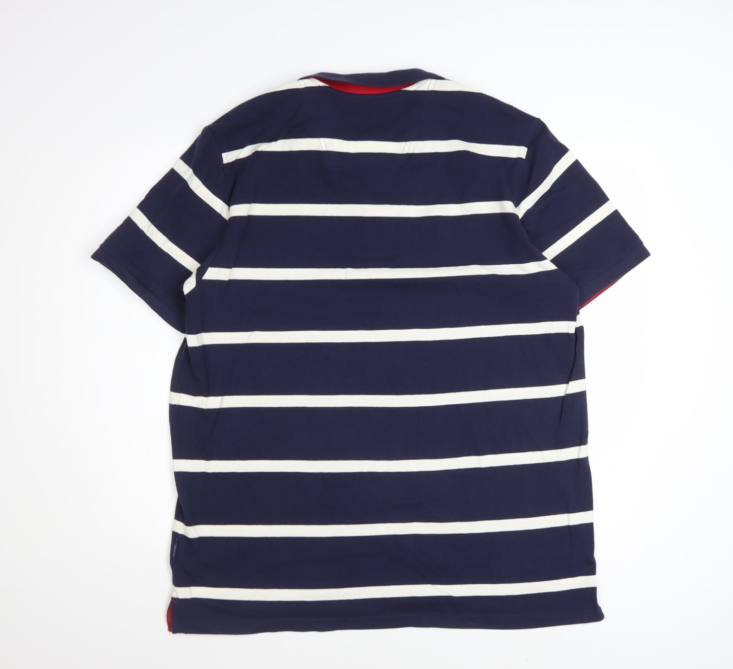 Joules Men's Blue White Striped Cotton Polo Shirt Size L