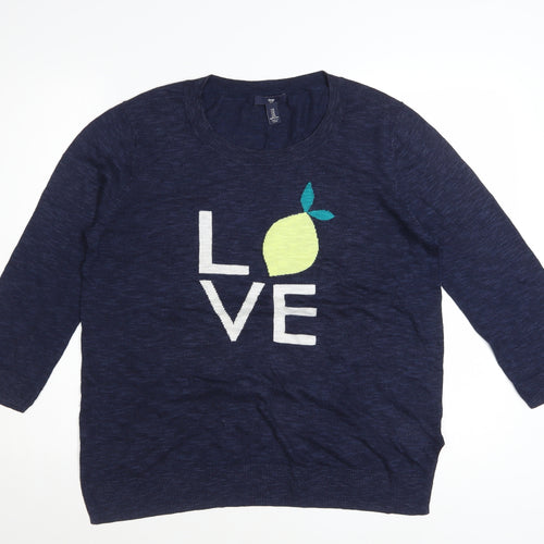 Gap Women's Blue Love Graphic Pullover Jumper Size M