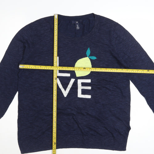 Gap Women's Blue Love Graphic Pullover Jumper Size M