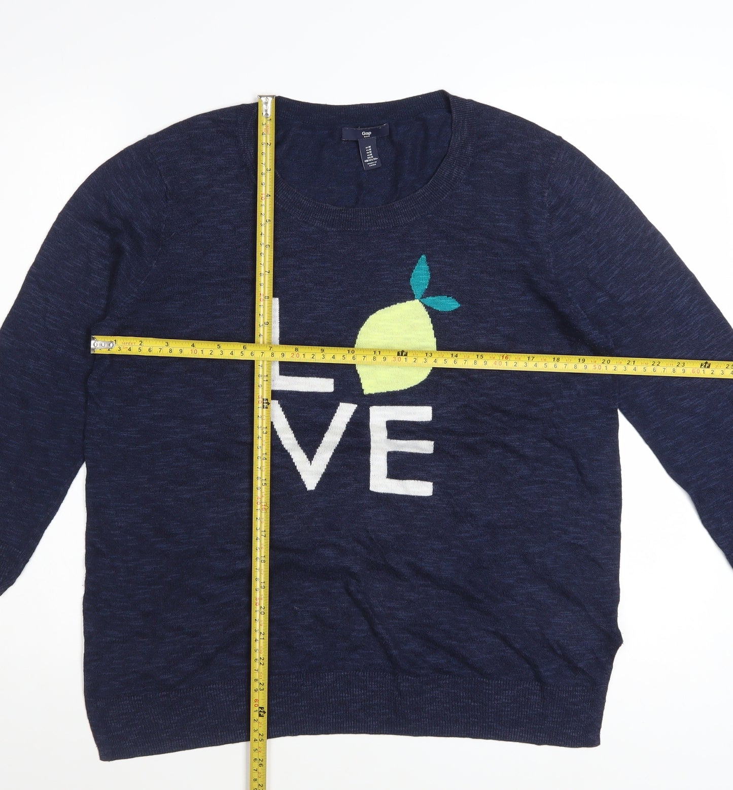 Gap Women's Blue Love Graphic Pullover Jumper Size M