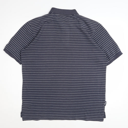 Slazenger Men’s Blue Striped Polo Shirt Size M Cotton Casual