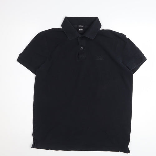 Hugo Boss Men's Black Regular Fit Cotton Polo Shirt Size M
