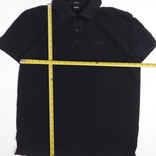 Hugo Boss Men's Black Regular Fit Cotton Polo Shirt Size M