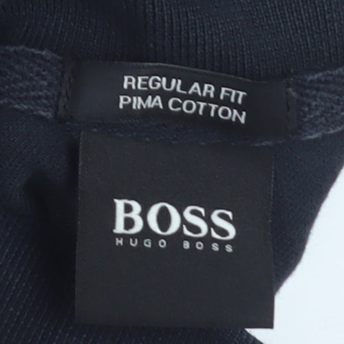 Hugo Boss Men's Black Regular Fit Cotton Polo Shirt Size M