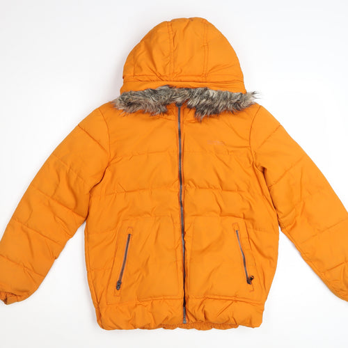 Regatta Boys Orange 11-12 Years Puffer Jacket Faux Fur Hooded Winter Coat