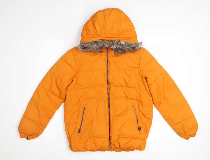 Regatta Boys Orange 11-12 Years Puffer Jacket Faux Fur Hooded Winter Coat
