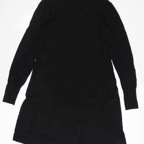 Warehouse Women's Black Beaded Neck Long Sleeve Shift Dress Size 14