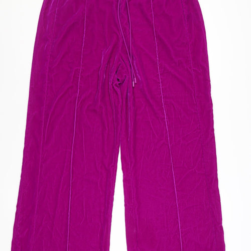 ME+EM Women's Purple Velvet Wide-Leg Trousers Size 14