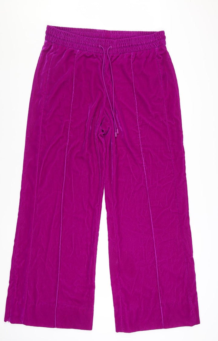 ME+EM Women's Purple Velvet Wide-Leg Trousers Size 14