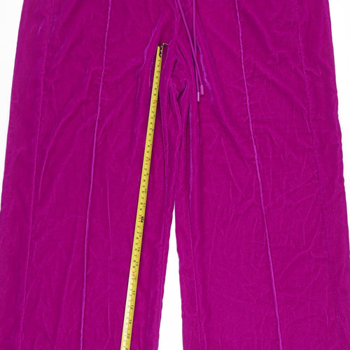 ME+EM Women's Purple Velvet Wide-Leg Trousers Size 14
