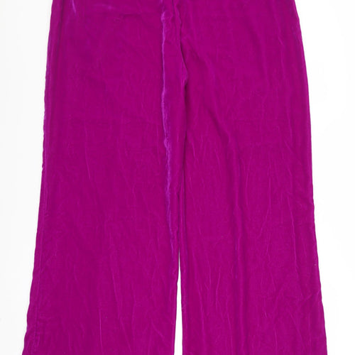 ME+EM Women's Purple Velvet Wide-Leg Trousers Size 14