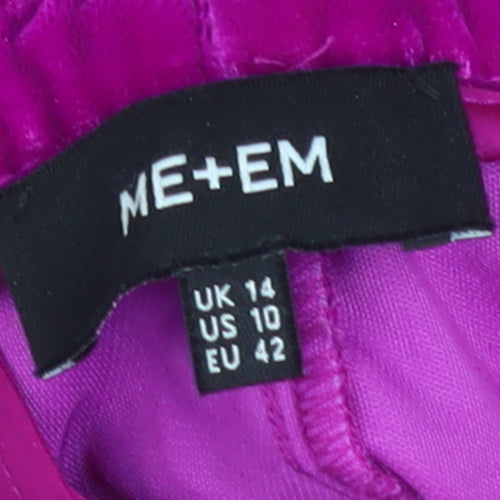 ME+EM Women's Purple Velvet Wide-Leg Trousers Size 14