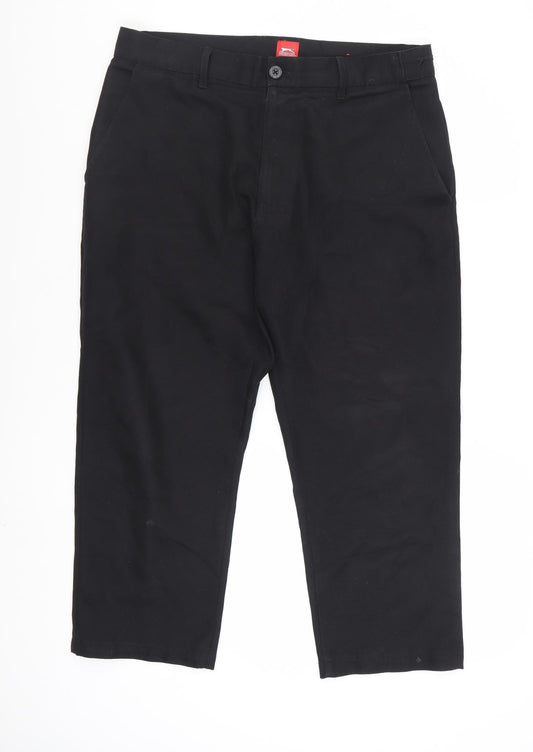 Slazenger Womens Black 32W Polyester Chino Trousers