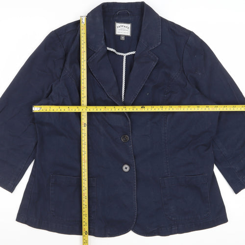 FatFace Women's Blue Cotton 3/4 Sleeve Blazer Jacket Size 18