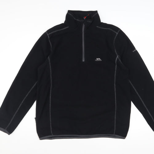 Trespass Men’s Black Fleece 1/4 Zip Pullover Sweatshirt Size S