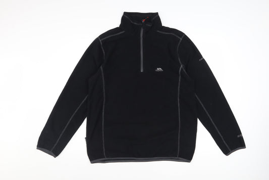 Trespass Men’s Black Fleece 1/4 Zip Pullover Sweatshirt Size S